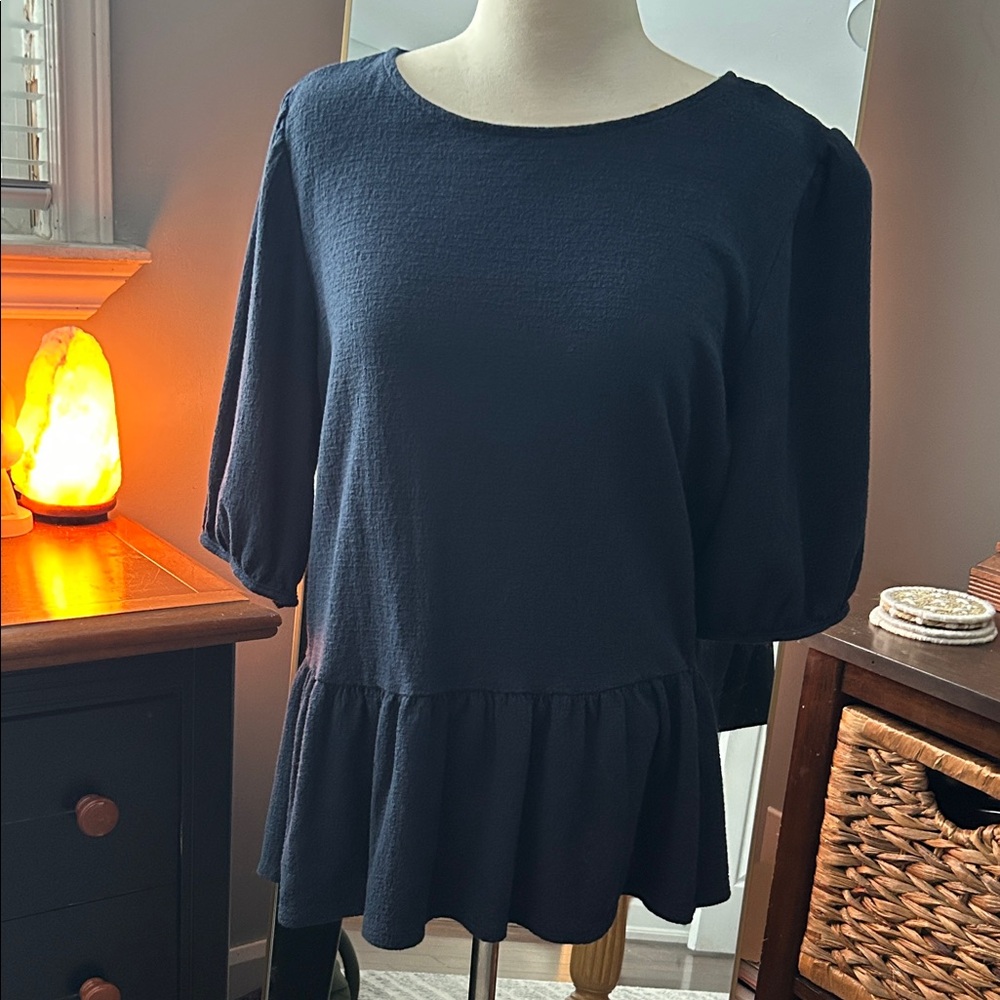 Banana Republic Navy Peplum Top Size Large